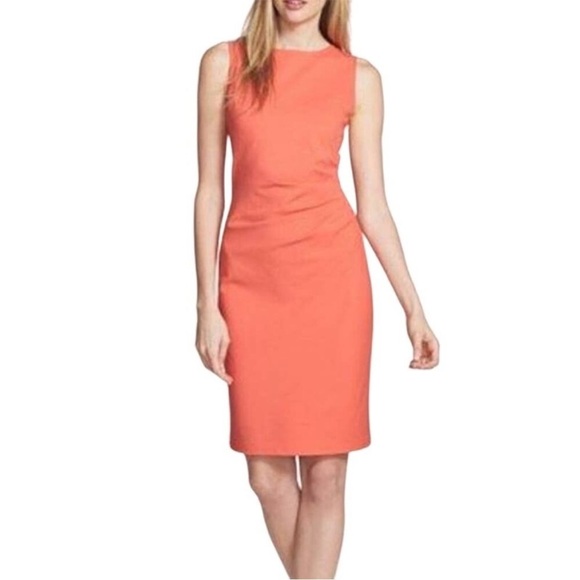 Kenneth Cole Hilary Sheath Dress Exposed Back Zipper Women's Size 4 Coral - Picture 1 of 6